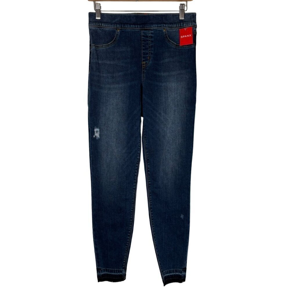 NWT SPANX Distressed Ankle Skinny Stretch Comfort Jean Dark Wash Size: S